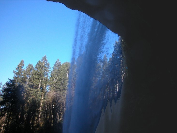 Silver Falls: South Falls in the Winter, from behind 09